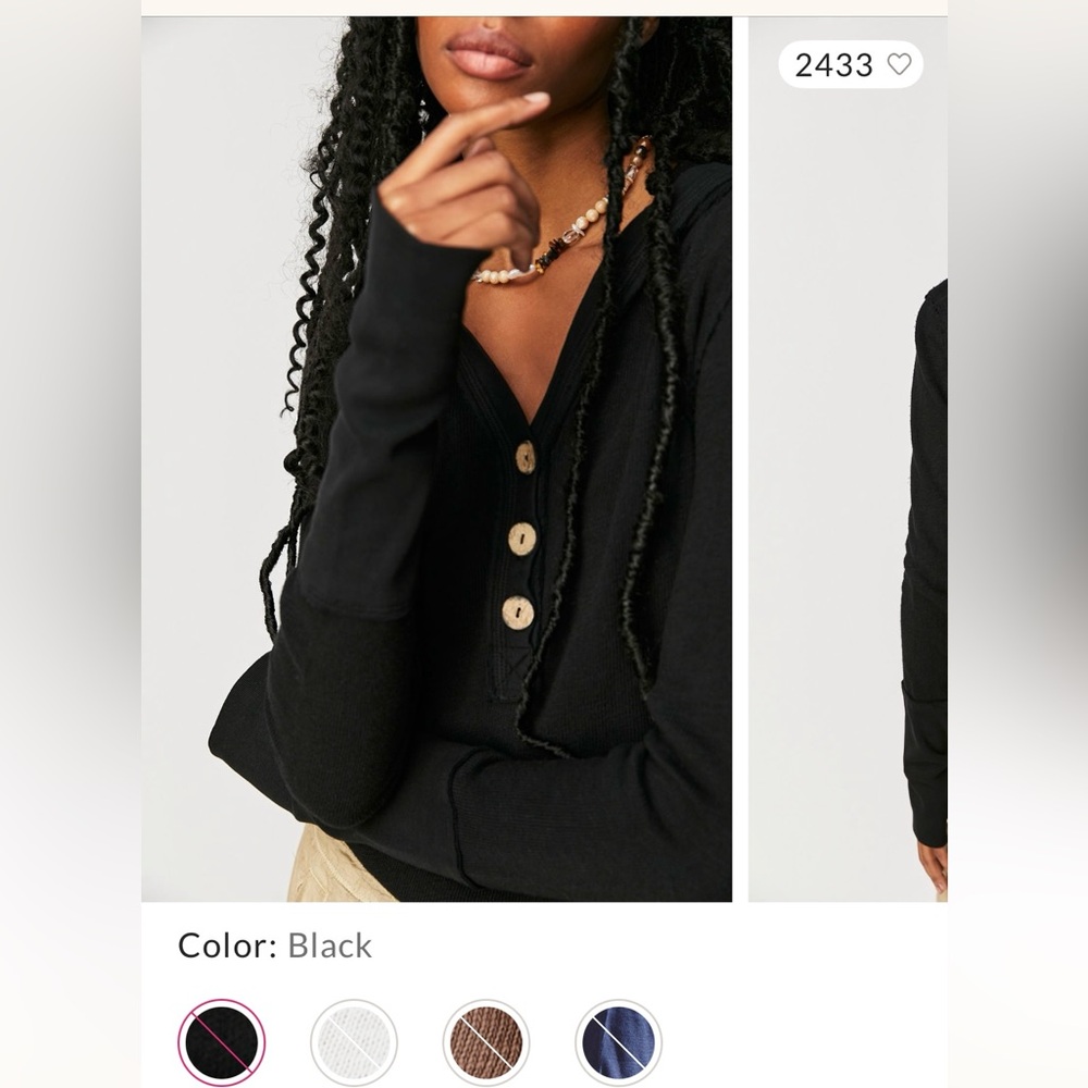 Free People black with buttons hoodie